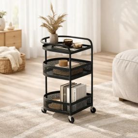 Современная этажерка-тележка 3 уровня на колесиках AND-1939