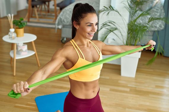 Стрічка-еспандер для фітнесу та реабілітації U-POWEX Fitness band 0.5мм. (9.1 кг) Green | Зображення 4
