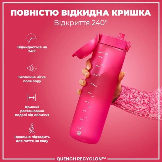 Пляшка для води ION8 1000 мл (ЕКО пляшка) BPA Free Pink (I8RF1000PIN) | Зображення 4