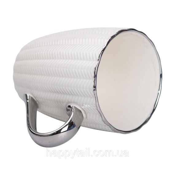 Кружка фарфоровая 400 (мл) с серебристым ободком и ручкой Бежевая RX-N231315BE | Зображення 2