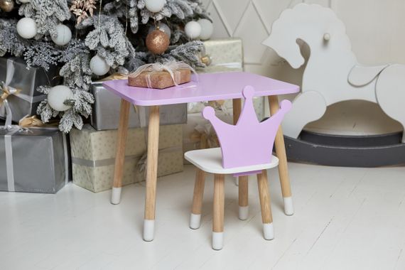 Дитячий  фіолетовий прямокутний стіл  і стільчик корона. Столик фіолетовий дитячий | Зображення 6
