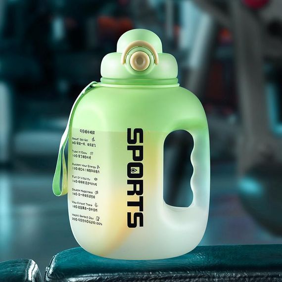 Спортивная бутылка SPORTS для воды XL (1600 мл) - Салатовый матовый градиент с мотивационной шкалой | Зображення 2