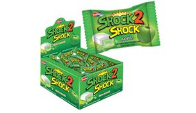 Жувальна гумка Shock 2 Яблуко 100 шт - з рідким центром, вага блоку 480 г