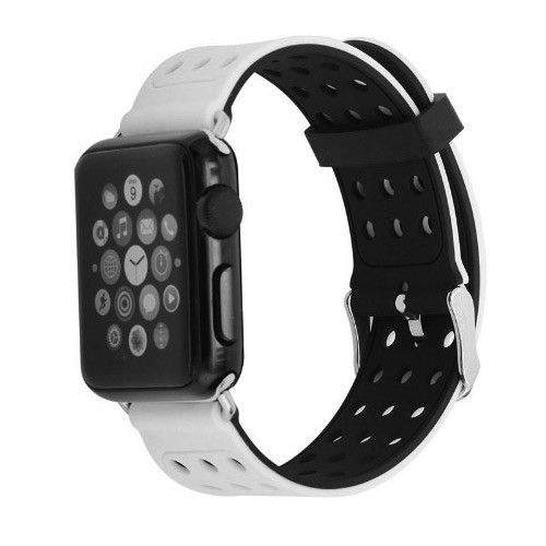 Двухсторонний ремешок с перфорацией Primo для Apple Watch 42mm / 44mm / 45mm - Black&White | Зображення 1