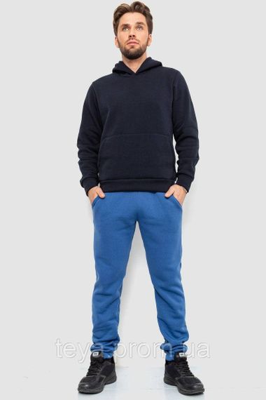 Спортивные штаны мужские на флисе однотонные, цвет джинс, размер XL FA_008684 | Зображення 1