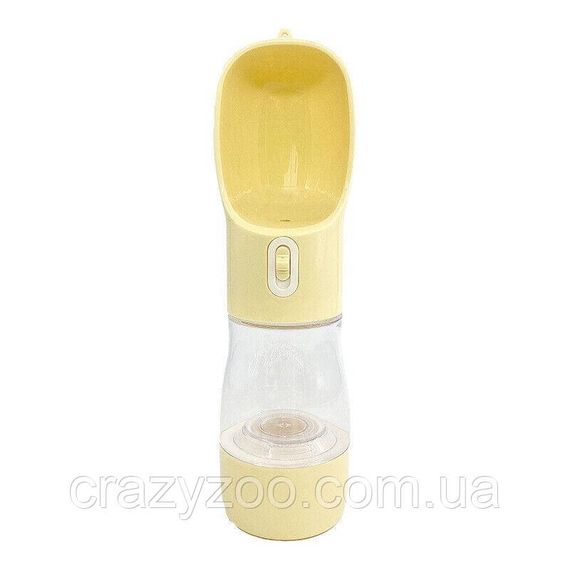 Дорожная поилка-кормушка для собак Pet Water Cup 2 в 1 желтая Ø 7.4x26 см 350 мл 6783