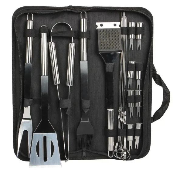 Набор для барбекю grilljoy 20 шт., набор для барбекю из нержавеющей стали в алюминиевом футляре для хранения, профессиональный