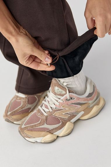 Спортивні штани палаццо з накладною кишенею - темно-коричневий цвет, M (є розміри) | Зображення 3