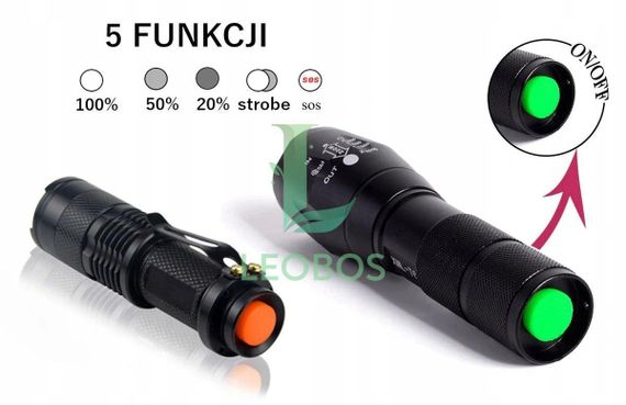 Фонарик фонарь тактический военный 2X CREE XM-L T6 + Q5 ZOOM Польша! | Зображення 4