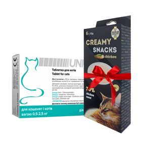 Таблетка Unicum 4 в 1 (від бліх, кліщів, гільмінтів, з пробіотіком) для котів 0,5-2,5 кг