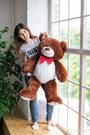 Мишка с сердечком Yarokuz Джон 110 см Шоколадный | Зображення 6