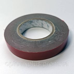 Скотч двосторонній PACKunOK автоакрил 12мм*3м, сірий