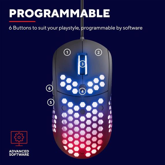 Ігрова мишка Trust GXT 960 Graphine провідна, 10000 DPI, 6 кнопок, RGB, програмована, легка, чорна, USB, геймерська | Зображення 2