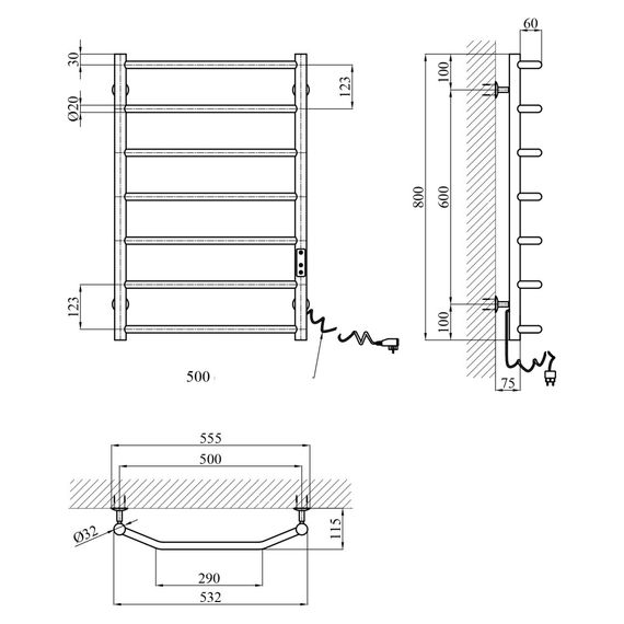 Сушарка для рушників електрична Kroner KRP KRP Diva ER800x500-7 (CV036325) | Зображення 5