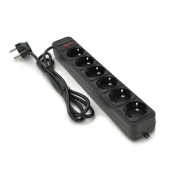 Мережевий подовжувач Gembird SP6, 220В 10А, 6 розеток, 1.8 м, Black