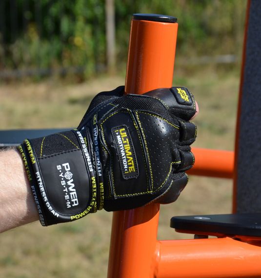 Рукавички для фітнесу Power System PS-2810 Ultimate Motivation Black/Yellow Line L | Зображення 7