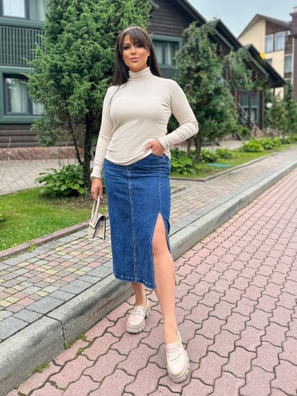 Женская теплая водолазка на термо флисе Ri291 цвет бежевый, размер 48/52 | Зображення 3