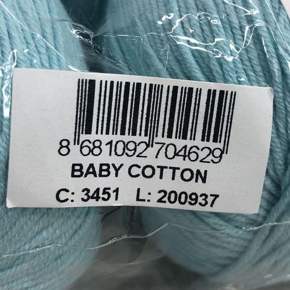 Пряжа Gazzal – Baby Cotton колір 3451 Блакитний | Зображення 2