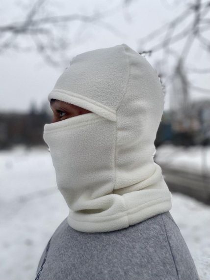 Зимова флісова балаклава біла . | Зображення 2