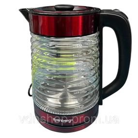 Электрочайник Rainberg RB-2312 стеклянный дисковый чайник 2.2л 2200Вт Red QV-40