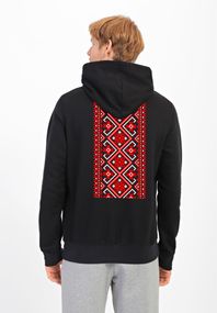 Худі чоловіче чорне з принтом "Вишиванка на спині", 3XL