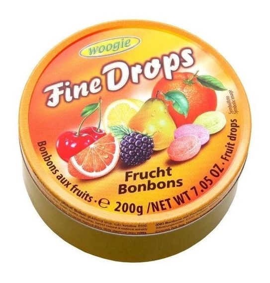 Льодяники Woogie Fine Drops ж/б, з фруктовим смаком 200 г (Австрія)