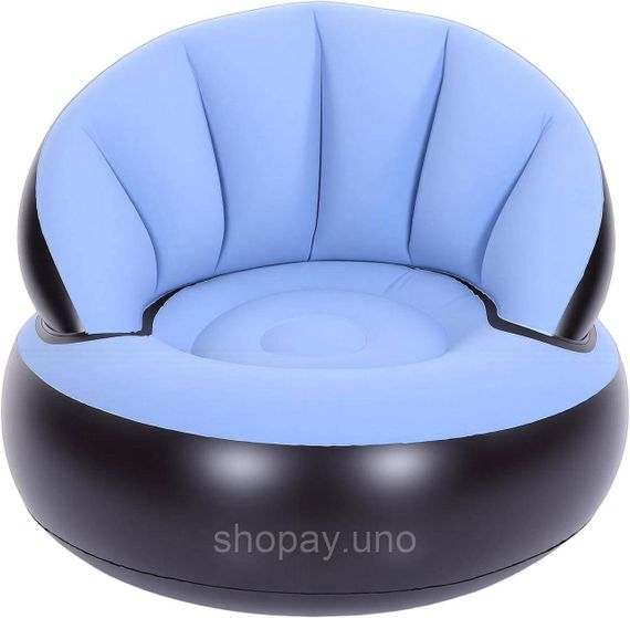 Надувное кресло AIR SOFA  / Надувное велюровое кресло 80×80×67см Голубой | Зображення 2
