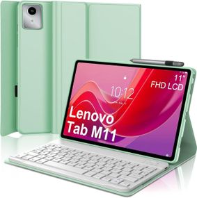 Чохол з Bluetooth клавіатурою для Lenovo Tab M11 2024 11" TB330FU, TB330XU, світло-зелений з тримачем для стилуса QWERTY