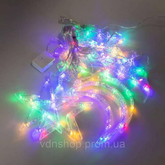 Електрична гірлянда Зірка штора 3 метри на вікно для фотозон мультиколор WYF11ML | Зображення 5