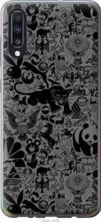 Чехол на Samsung Galaxy A70 2019 A705F Чёрно-серый стикер бомбинг из пластика FCh_011135