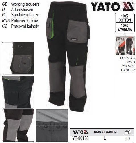 Штаны рабочие YATO Польша размер L 100% хлопок YT-80166