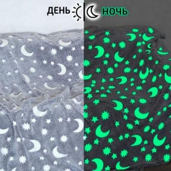 Плед, що світиться в темряві, плюшеве покривало Blanket kids Magic Star 150х100 см флісова ковдра. NR-579 Колір: сірий | Зображення 4