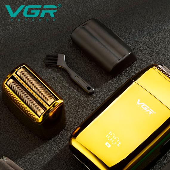 Электробритва VGR V-399 GOLD шейвер, влагостойкая, дополнительная насадка, LED дисплей | Зображення 4