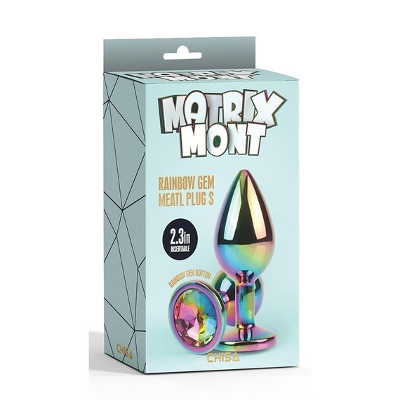 Анальна пробка із кристалом Chisa Matrix Mont Rainbow Gem, металева, різнокольорова, 7 х 2.7 см Sex Aura | Зображення 4