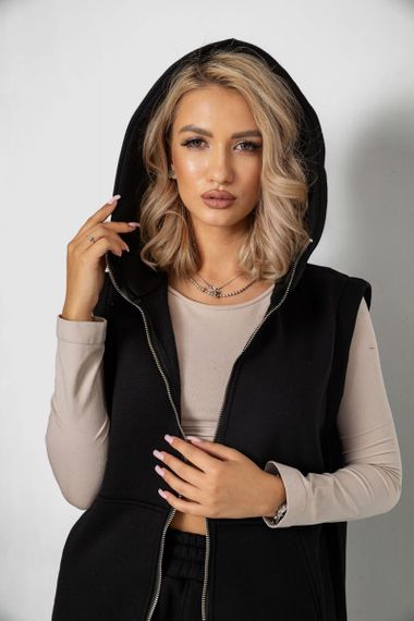 Костюм жіночий на флісі тринитка, колір чорний, 102R7725 | Зображення 4