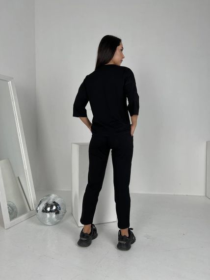 Женский спортивный прогулочный костюм с укороченными штанами NB24003 черный, размер 46/48 | Зображення 3