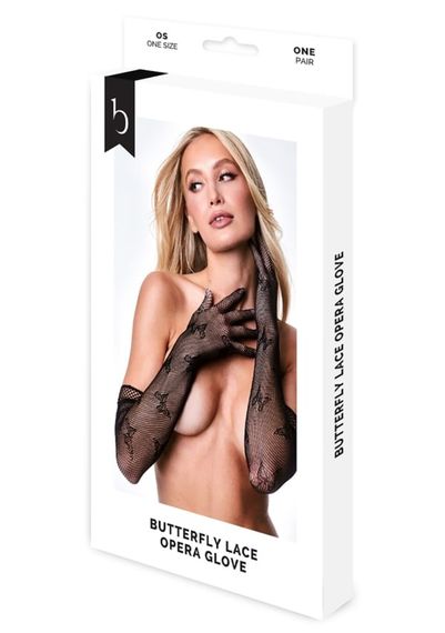 Рукавички подовжені з метеликами BACI Butterfly Lace Opera Gloves, чорний | Зображення 2