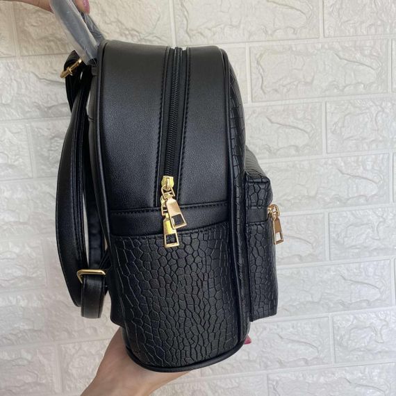 Рюкзак жіночий міський стильний чорний під рептилію (669) | Зображення 7