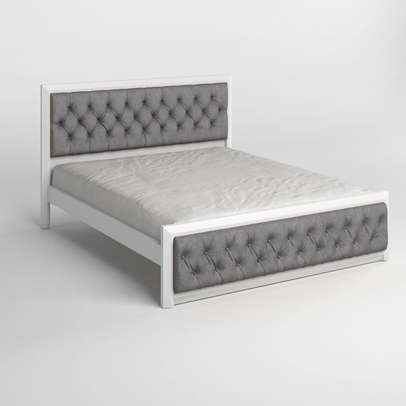 Двоспальне дерев&#039;яне ліжко Mebigrand Барселона Б3 Білий (RAL9003)/Аляска 93 (Сірий) 180х200 см (MBG-13787) | Зображення 1