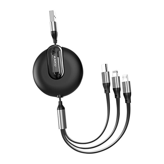 USB кабель телескопический Kaku KSC-239 3-in-1 Type-C / MicroUSB / Lightning 1,2m - Black