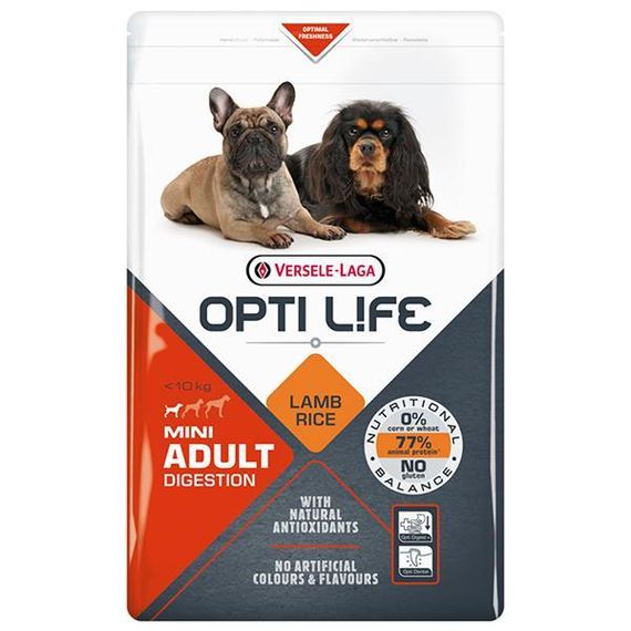 Сухой корм Opti Life Adult Digestion Mini Опти Лайф с ягненком для собак мини и малых пород 2,5 кг