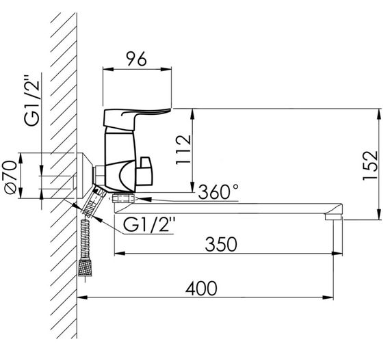 Змішувач для ванни Lidz Wieza 005 (k35) LDWIE005CRM45411 | Зображення 2