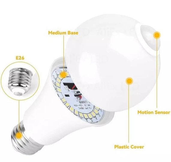 Світлодіодна лампа E27 20 W на 85-265 вольтів із датчиком руху | Зображення 5