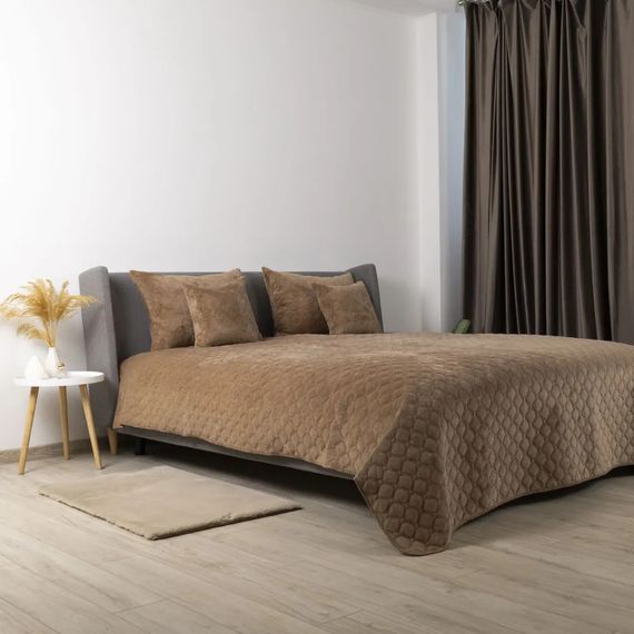 Покрывало двуспальное ТЕП Velour Ромб круглый 4-00516-22384 180х240 см капучино | Зображення 4