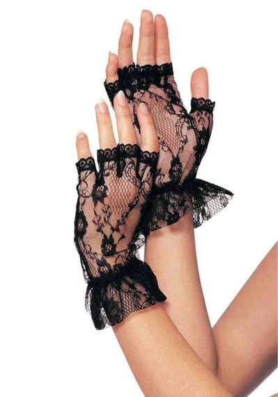 Короткі рукавички-гловелети Leg Avenue Wrist length fingerless gloves, One Size, чорні, сітка sexstyle
