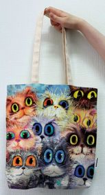 Экосумка шоппер 4Profi "Big-eyed cats" двунитка (хлопок) белая 23973