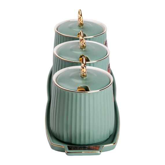 Набор банок с подставкой для сыпучих продуктов, 400 мл, зеленые HP-15-31 | Зображення 2