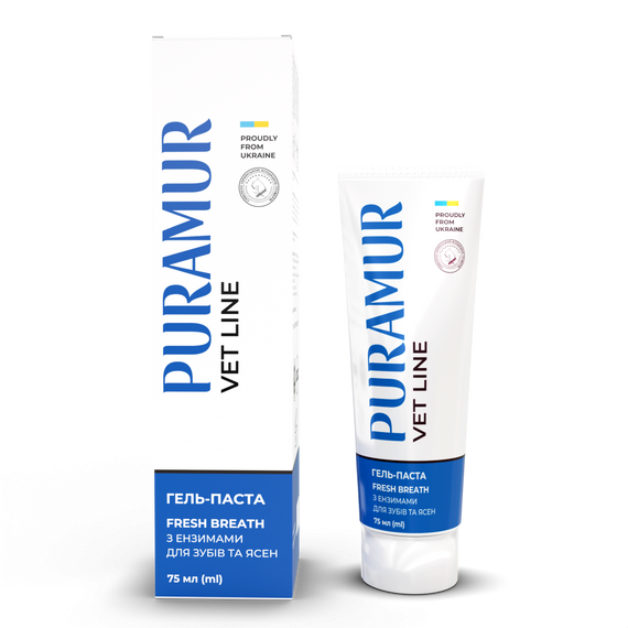 Гель-паста PURAMUR Fresh Breath для собак та котів з ензимами для догляду за зубами та яснами 75 мл