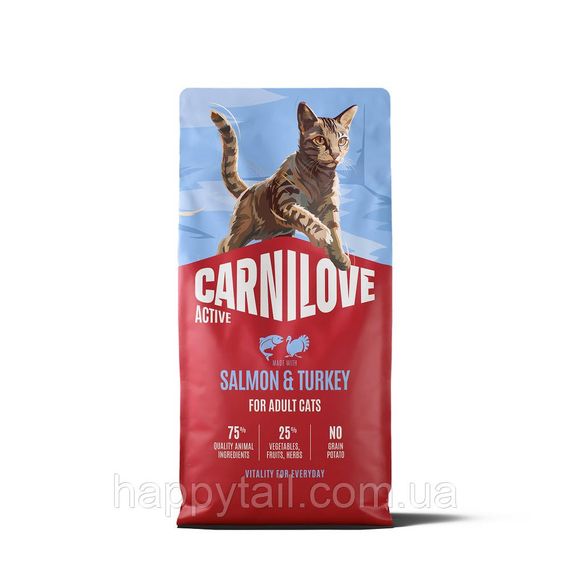 Беззерновий сухий корм Carnilove Active Salmon & Turkey для дорослих котів лосось та індичка 6 кг (арт. 173714)