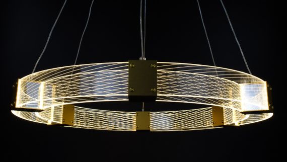 Люстра світлодіодна підвісна LED світильник для квартири на стелю лед 26903 Золото 35-150х60х60 см. | Зображення 6